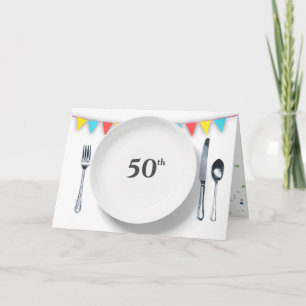 Cartão Prata e prato de prata para 50 anos