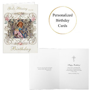 Cartão Prata Vitoriana com Rosas Rosa Aniversário