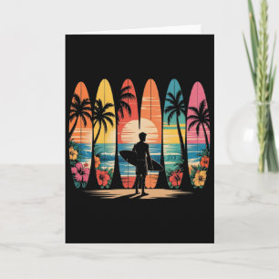 Cartão Praticante de surfboard Havaí Onda Amante de surf