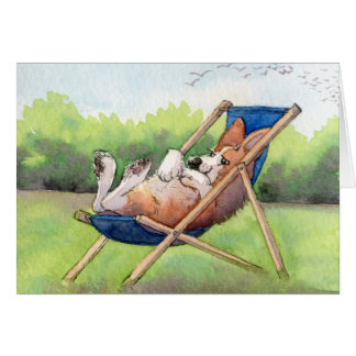 Cartão Praticar para o verão - Corgi em um Deckchair