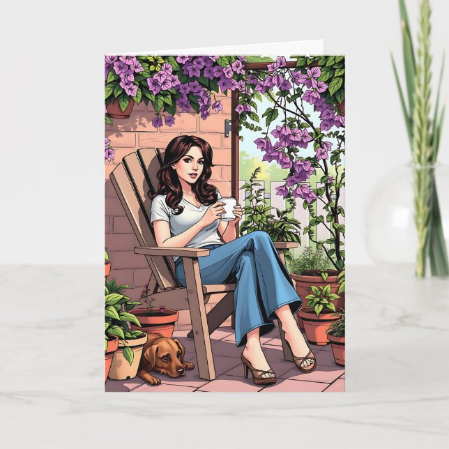 Cartão Pratique um pouco de amor próprio neste mundo louc (Frente)