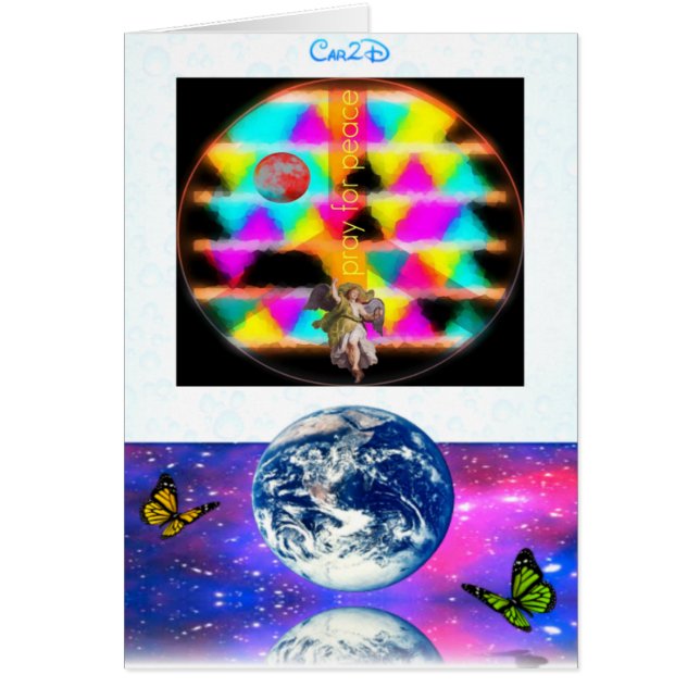 Cartão Pray para a paz (Frente)