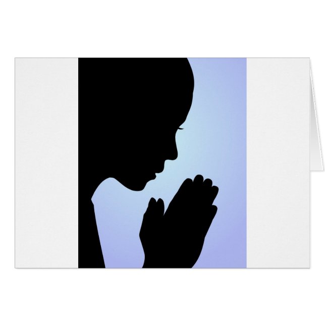 Cartão Praying da menina (Frente Horizontal)