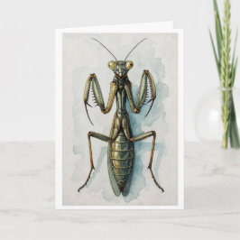 Cartão Praying Mantis watercolor painting insect art 