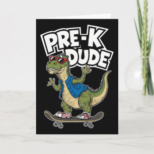 Cartão Pré-escolar Dude Dinossauro Skate Patins Crianças 