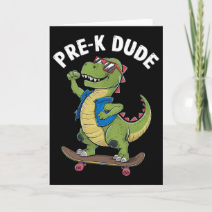 Cartão Pré-escolar Dude Dinossauro Skateboarding Crianças