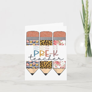 Cartão Pré-k Professor Diversão Leopard Pencil Feliz Prim