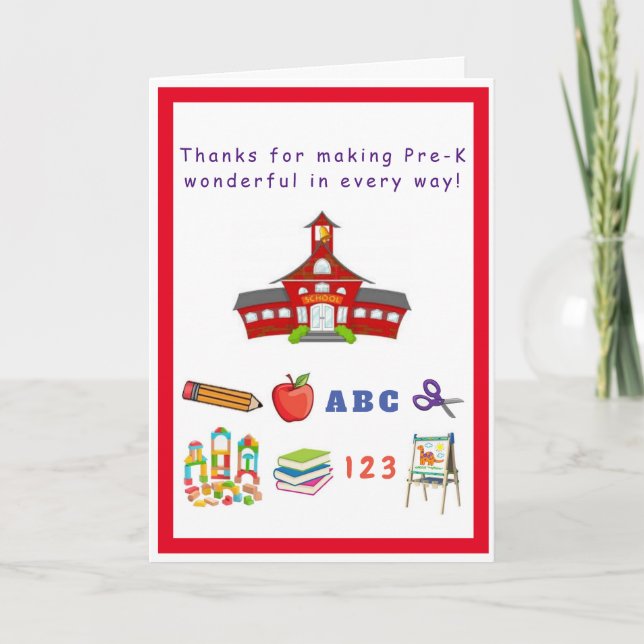 Cartão Pre-K Teacher/Staff Appreciation Card (Frente)