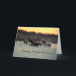 Cartão Precipitação através da neve<br><div class="desc">Um rebanho exuberante de Morgans e de Saddlebreds que aprecia a neve e o inverno loving!</div>