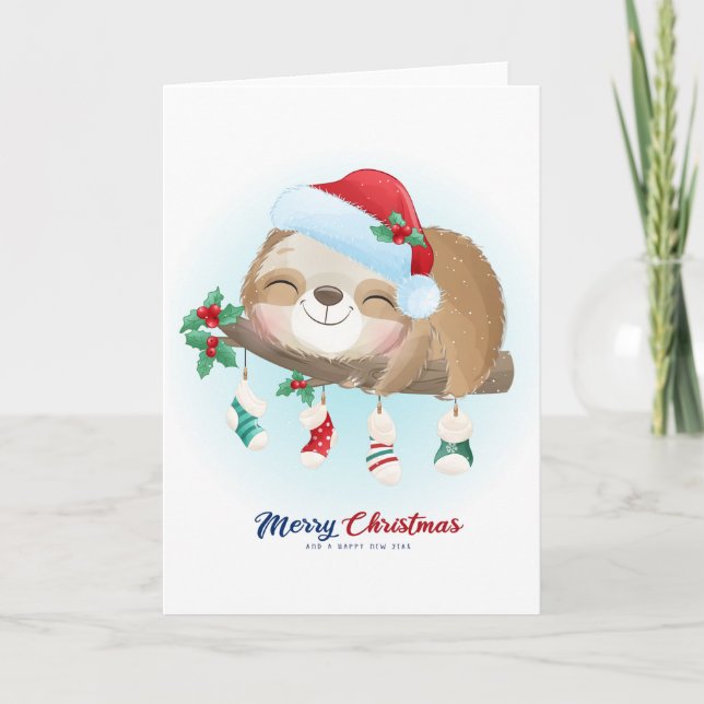 Cartão Preguiça de Natal (Frente)