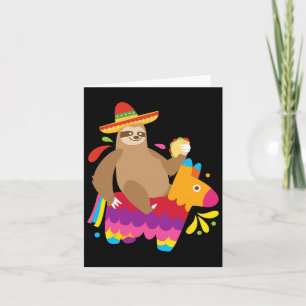 Cartão Preguiça Taco Pinata Festa Mexicana Festa Animal F