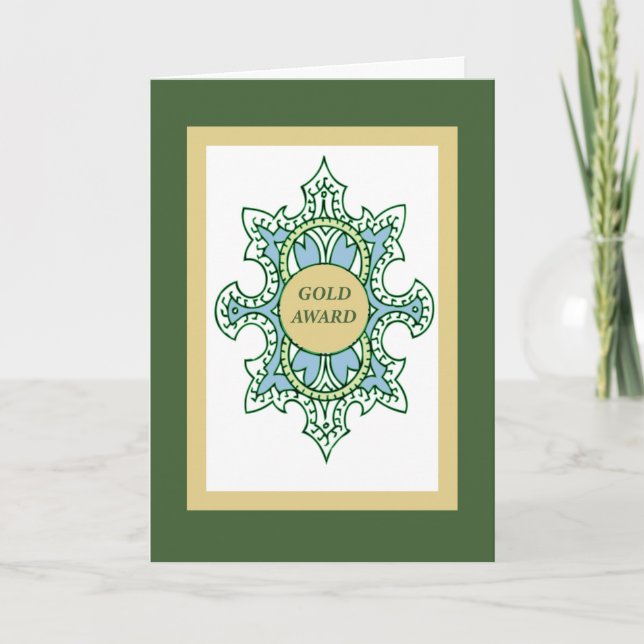 Cartão Prêmio Dourado de escoteiro com sucesso (Frente)