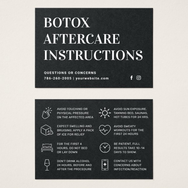 Cartão Premium para Injeção de Botox Preto (Frente & Verso)