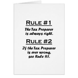 Cartão Preparador de imposto da regra