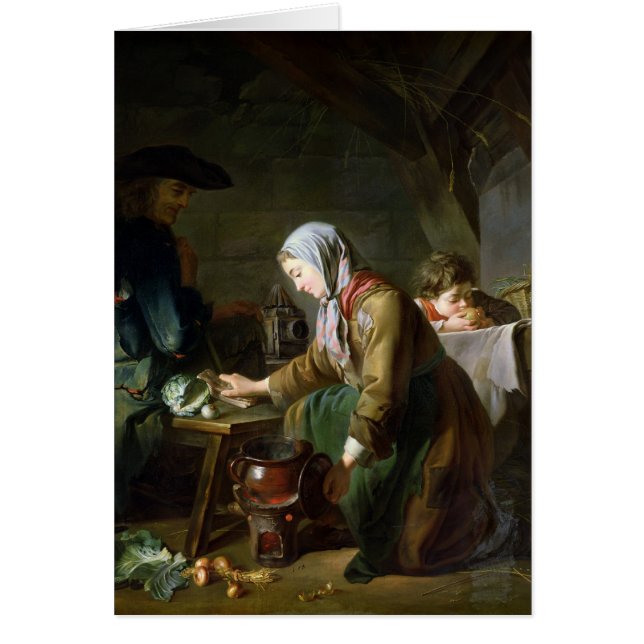 Cartão Preparando uma refeição (Frente)