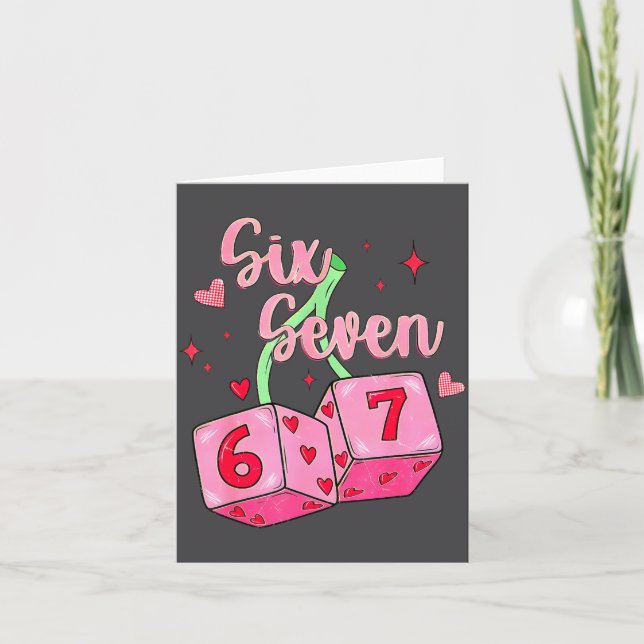 Cartão Preppy 67 Valentine Six Seven Dice 6 7 Men Women K (Frente)