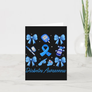 Cartão Preppy Blue Ribbon Coquette Bow Diabetes Awareness