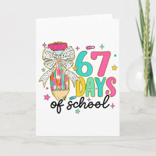 Cartão Preppy Eu Sobrevivi 67 Dias De Aula Lápis Coquete