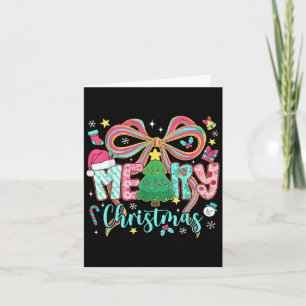 Cartão Preppy Feliz Natal Arco de Coquetes Rosa
