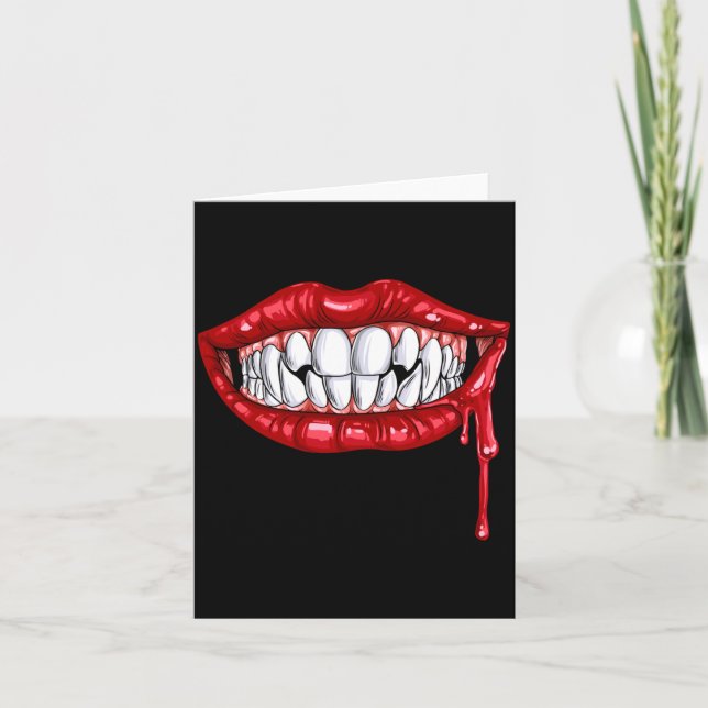 Cartão Presas de Vampiro Masculinas Th Lábios Presentes d (Frente)