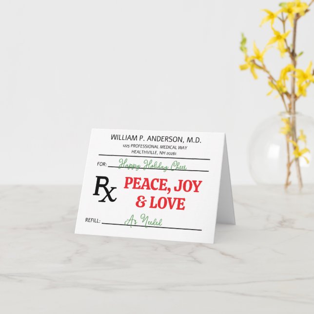 Cartão Prescrição Médica de Natal (Flor Amarela)