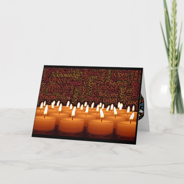 Cartão Presença sagrado e mãos de inquietação na (Frente)