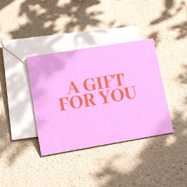 Cartão-presente cor-de-rosa de luxo minimalista a