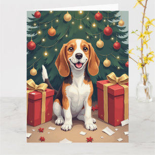 Cartão Presente da Manhã de Natal Beagle - Pintura de Abe