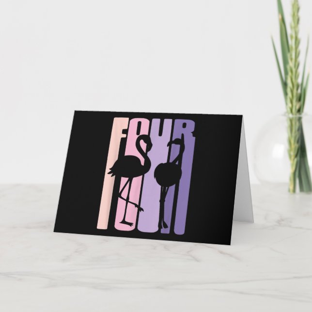 Cartão Presente de 4º Aniversário Fofo Eu Flamingo Eu 4 A (Frente)