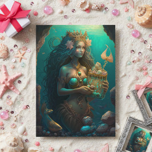 Cartão Presente de Aniversário Pintura de Sereia