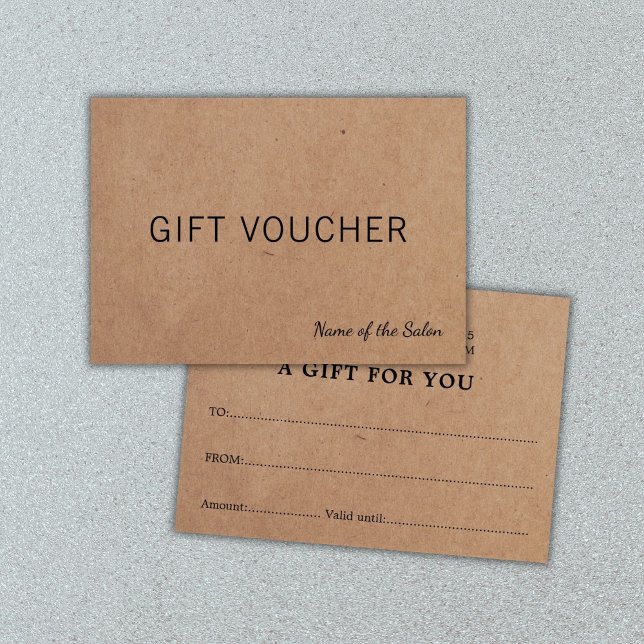 Cartão-presente de beleza Kraft impresso Elegante  (Criador carregado)