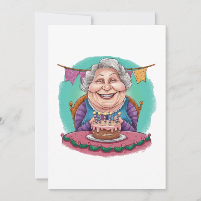 Cartão Presente de Bolo de Aniversário da Vovó Fofa (Frente)