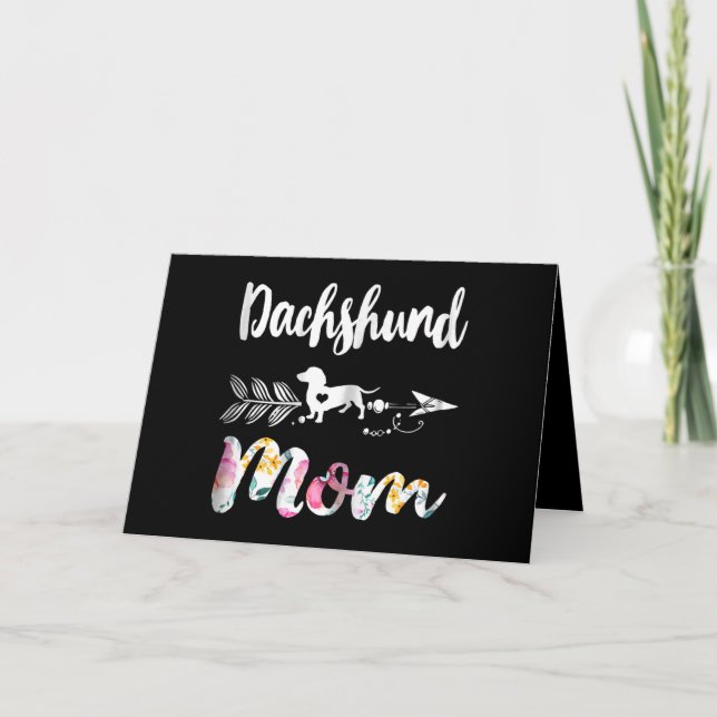 Cartão Presente de Cachorro | Floral Dachshund Mamãe Dach (Frente)