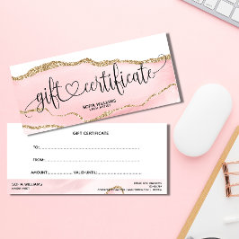Cartão Presente de Certificado de Agato Rosa Espel