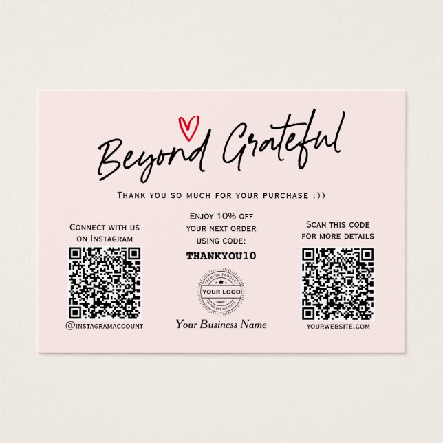 Cartão-presente de código QR de rede Na moda Blush (Frente)