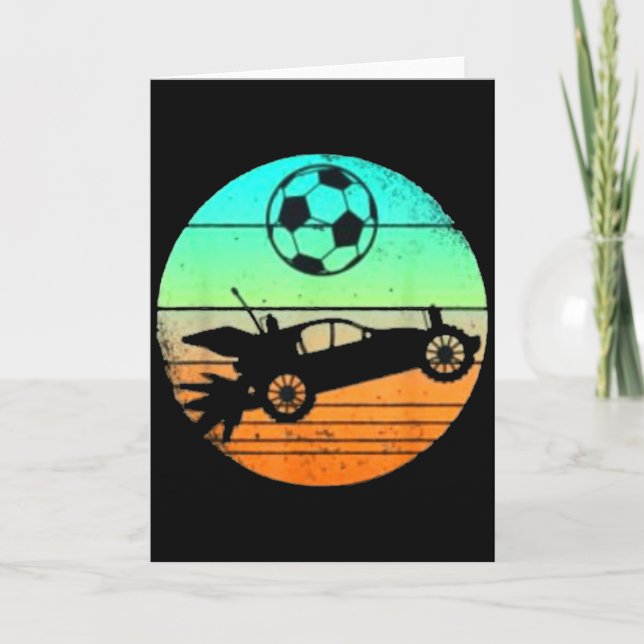Cartão Presente de Estilo Retro Foguete Carro de Futebol  (Frente)