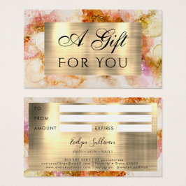 cartão-presente de folha de cor aquosa dourada