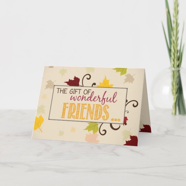 Cartão Presente de Friendsgiving das Folhas de Amigos (Frente)
