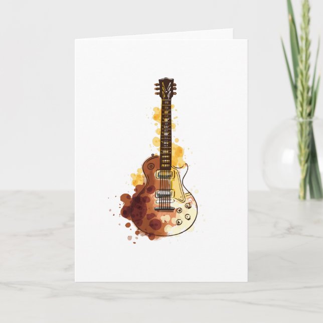 Cartão Presente de Ilustração de Guitarra de Cores Aquáti (Frente)