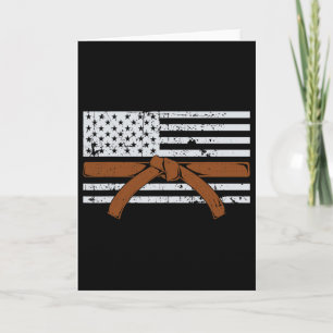 Cartão Presente de Karatê da Bandeira Americana Lutador d