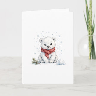 Cartão Presente de Natal de Filhote de Urso Polar Aquarel