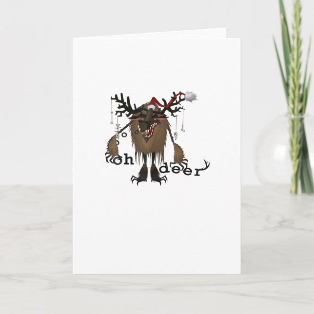 Cartão Presente de Natal de Rena Divertida de Desenho par (Frente)