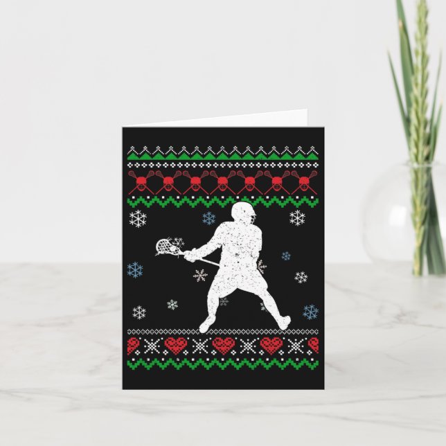 Cartão Presente de Natal Feio de Lacrosse para Amantes de (Frente)