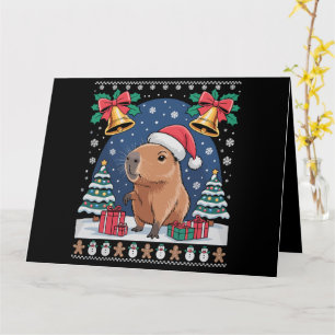 Cartão Presente de Natal para Amante de Capivara Roupa Fe