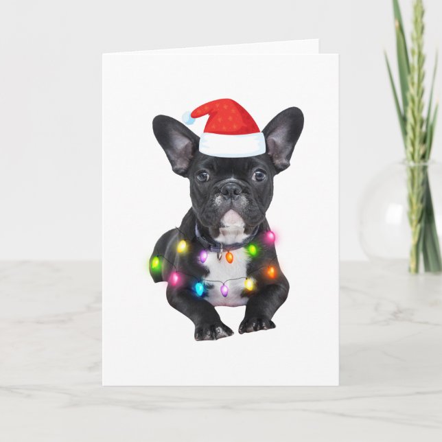 Cartão presente de natal para amantes de bulldog francês (Frente)