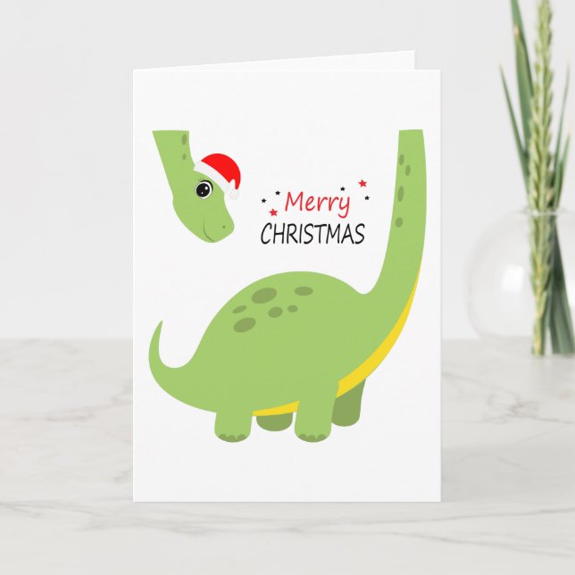 Cartão Presente de Natal para Crianças Dinossauro, Decora (Frente)