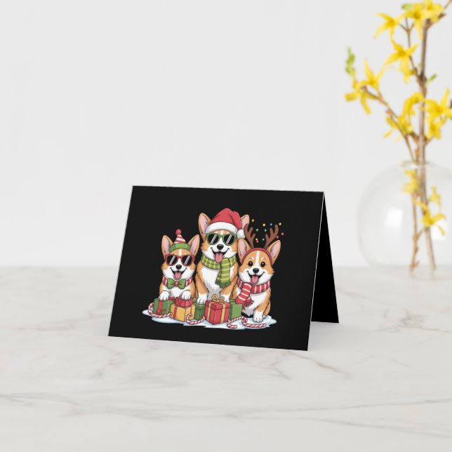 Cartão Presente de Natal para Mãe Amante de Cães Corgi (Flor Amarela)