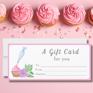 Cartão Presente de Padaria de Cupcake com Frosting