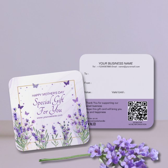 Cartão-presente de Primavera Dourado Roxo Elegante (Criador carregado)