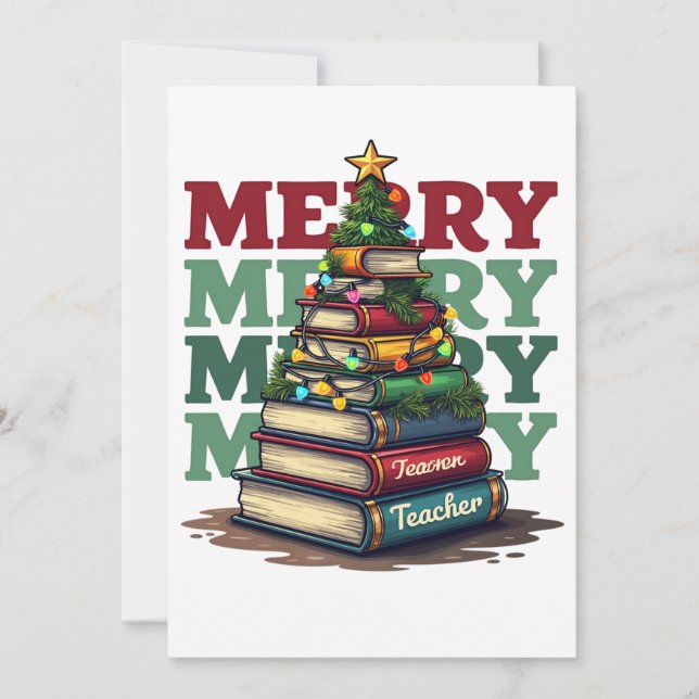 Cartão Presente de Professor | Livros de Natal para Profe (Frente)